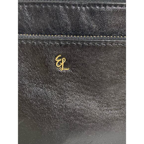 Elliott Lucca Leather Handbag Black Purse Chain Accents Neutral Slim Clutch - Picture 5 of 14